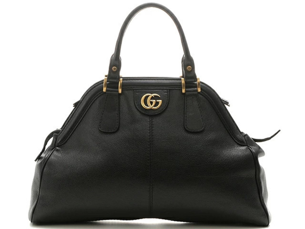Gucci Shoulder Bag Belle Top Handle Tote Black Leather KR